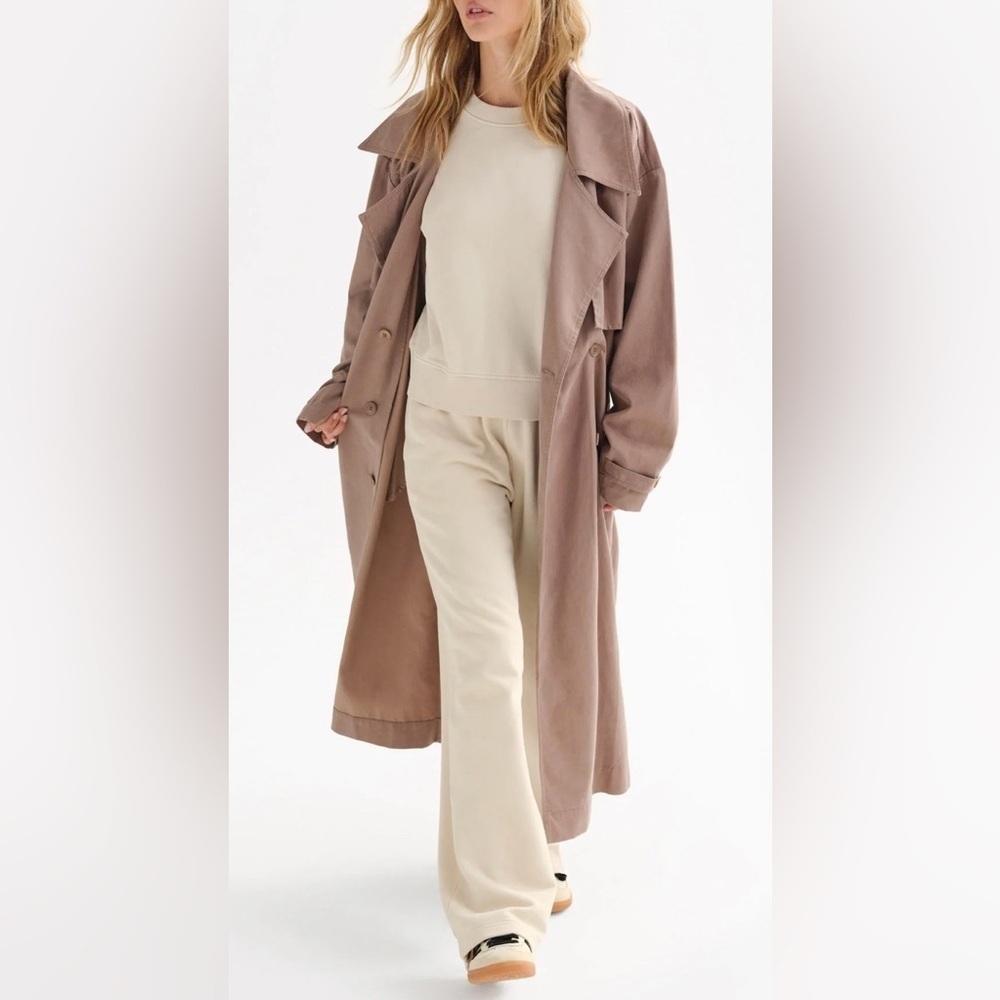 MATE the Label Tencel Twill Trench Coat Sz XS/S Mushroom Brown - Picture 4 of 11